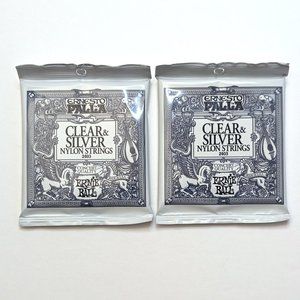 New 2-Pack Ernie Ball Ernesto Palla Clear & Silver Classical Nylon Strings 2403